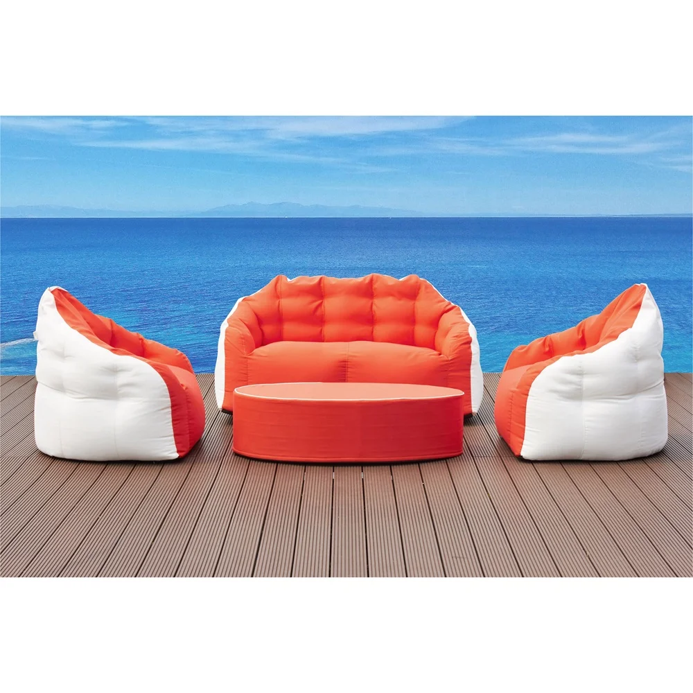 

Garden Outdoor Furniture Sofa Set Innovation Design Lightweight No Frame Tomato and White Fabric Eco-friendly Light Weight