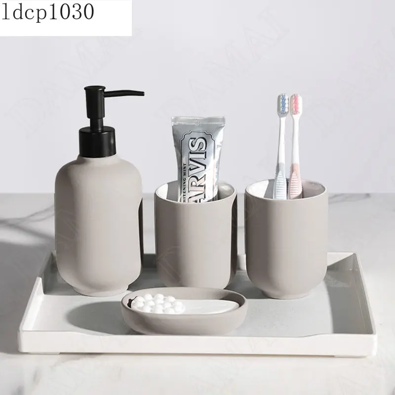 

Creativity Matte Bathroom Set Ceramic Nordic Simple Solid Color Five Piece Set Shower Accessories Organizer Wedding Decoration