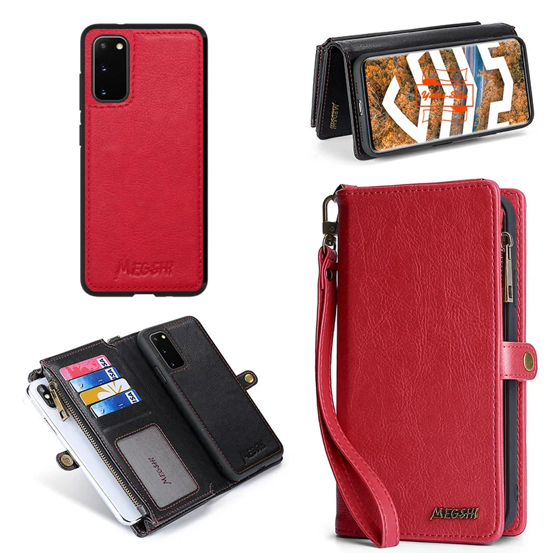 

Yidai-Silu PU Leather Flip Case Wallet Magnetic Closure Zipper Wrist Strap Card Holder Stand Folio Cover for HUAWEI Mate 40 Pro
