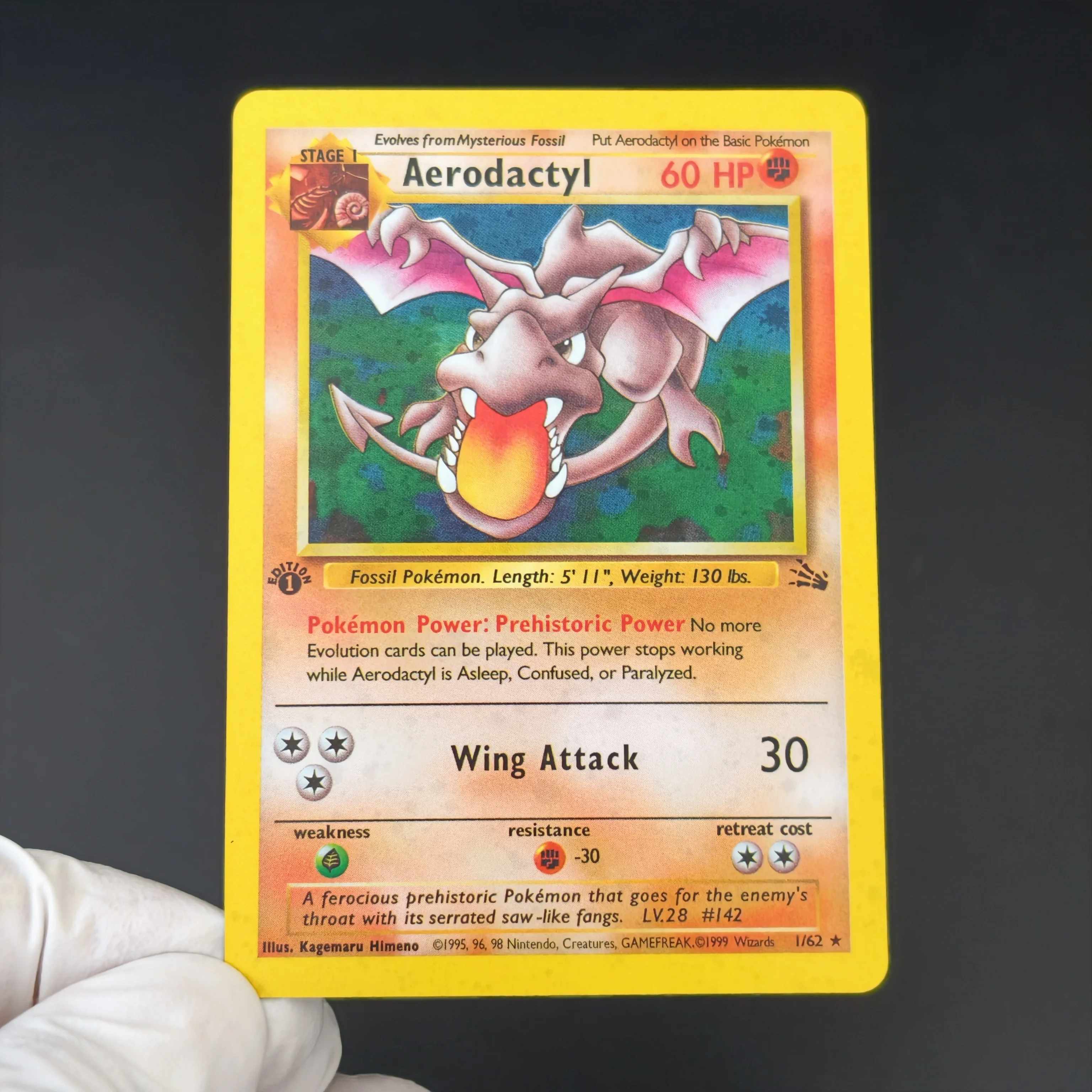 Фото Набор из 6 редких винтажных голографических карт Pokemon Fossil (классическая серия): Дитто, Хипно, Лапрас, Магнетон, Аэродактиль, Хитмонли