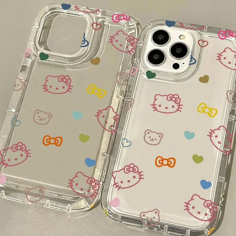 Sanrio Hello Kitty Transparent Soft Phone Case For Apple iPhone 14 12 13 11 Pro Max X XR XS Max 7 8 Plus SE 2022 Back Cover Y2K