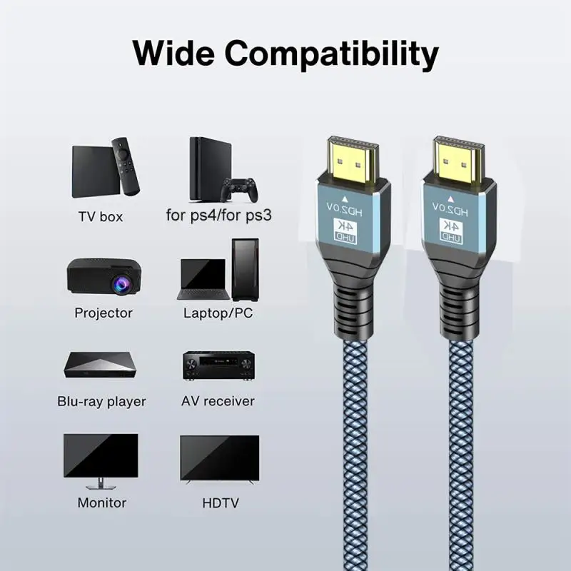 

High-quality HDMI-compatible Cable Aluminum Alloy Nylon Braided TV Connection Cable HD Cable 8K@60Hz HD Cable 48Gbps