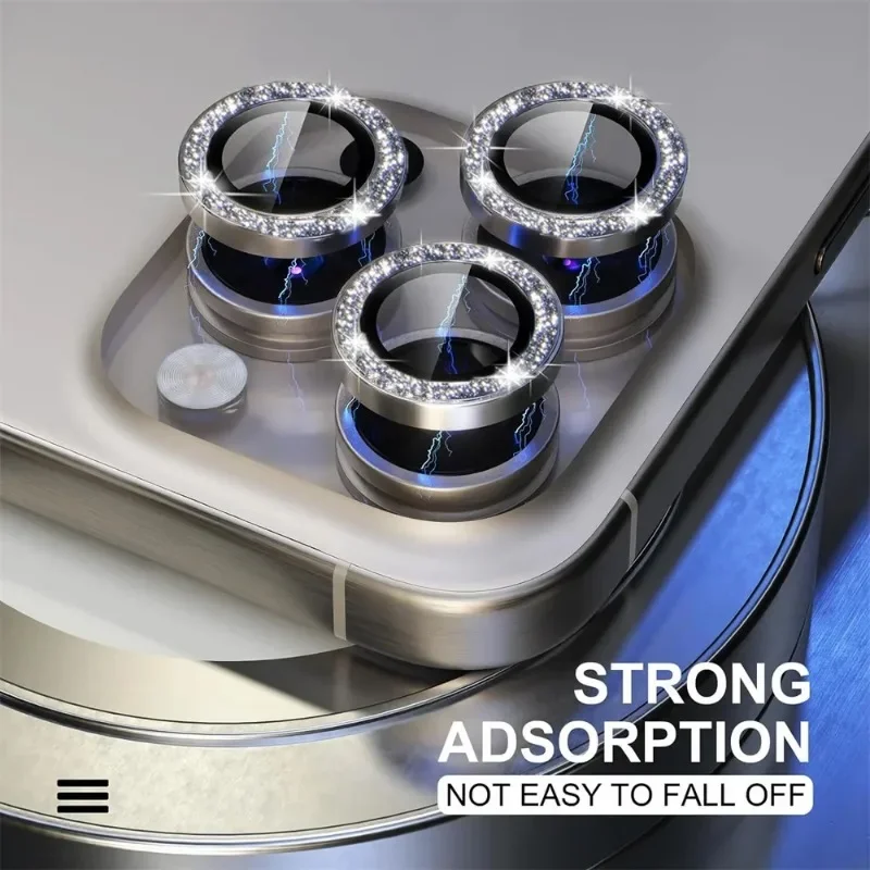 Защитное стекло с кольцом и блестками для iPhone 15 14 13 12 11 Pro Max Plus противоударное