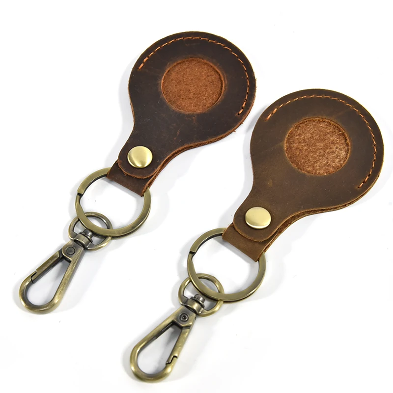 

Кожаный защитный чехол с локатором и трекером из кожи Крейзи Хорс кожаный AirTag Keychina для мужчин Airtag держатель из натуральной кожи