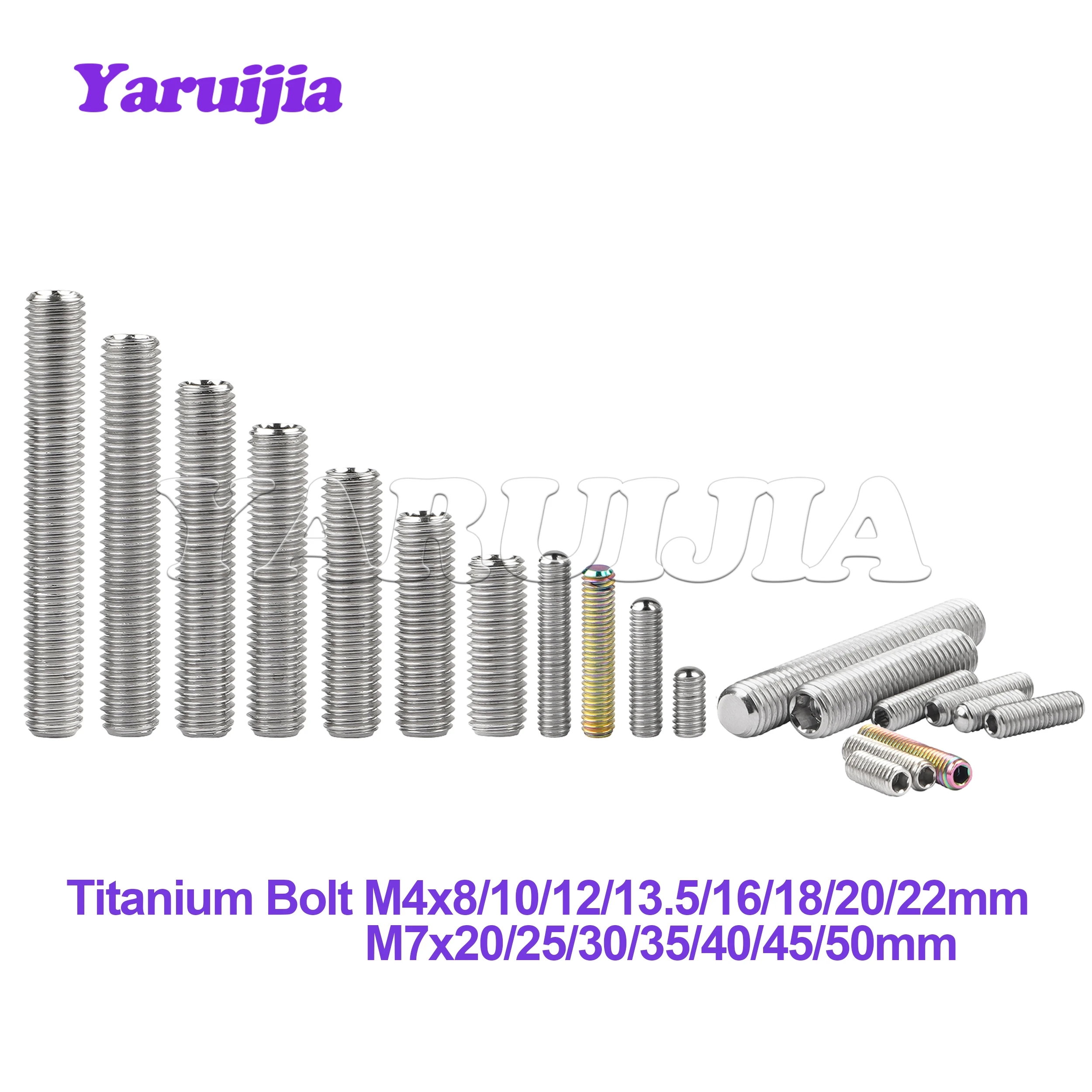 Фото Титановый болт Yaruijia M4x8/10/12/13,5/16/18/20/22 мм M7x20/25/30/35/40/45/50 мм, винт без головки с шестигранной головкой №1