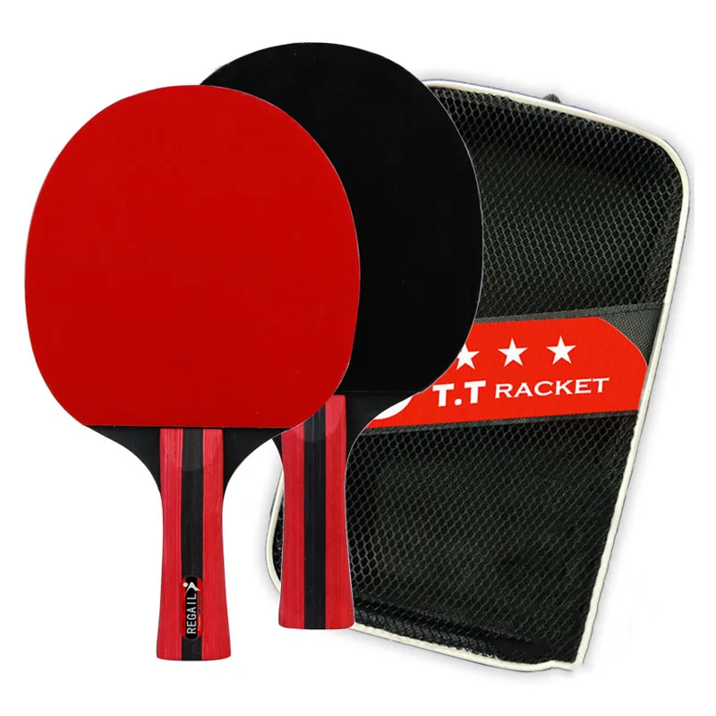 3 Star Table Tennis Racket Sets Ping Pong Rackets Long Handle Short Handle Double Face Pimples-in Rubbers with Bag