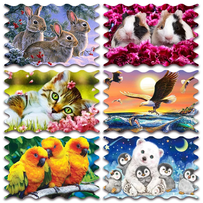 

New Full Diamond painting mosaic embroidery Rabbit Guinea Pig Cat Eagle Parrot Polar Bear Donkey Koala Cross stitch decor E291