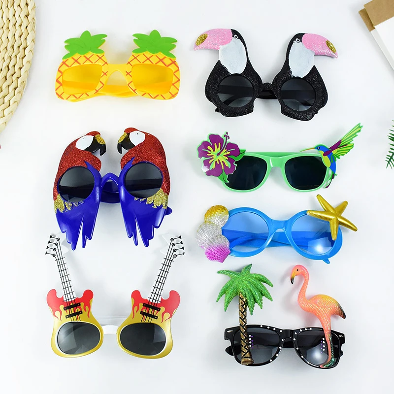 

1pc Hawaiian Party Sunglasses Flamingo Tropical Luau Pool Beach Party Decoration Supplies Funny Glasses Photo Props