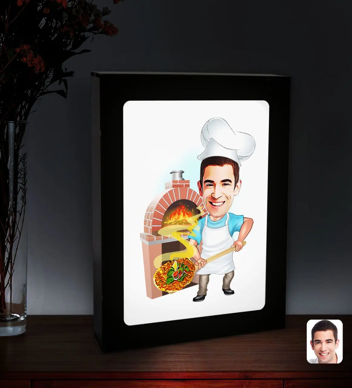 

Персонализированные мужские кебаб, магазины, карикатура со светодиодной подсветкой, деревянная картина Çerçevesi-1