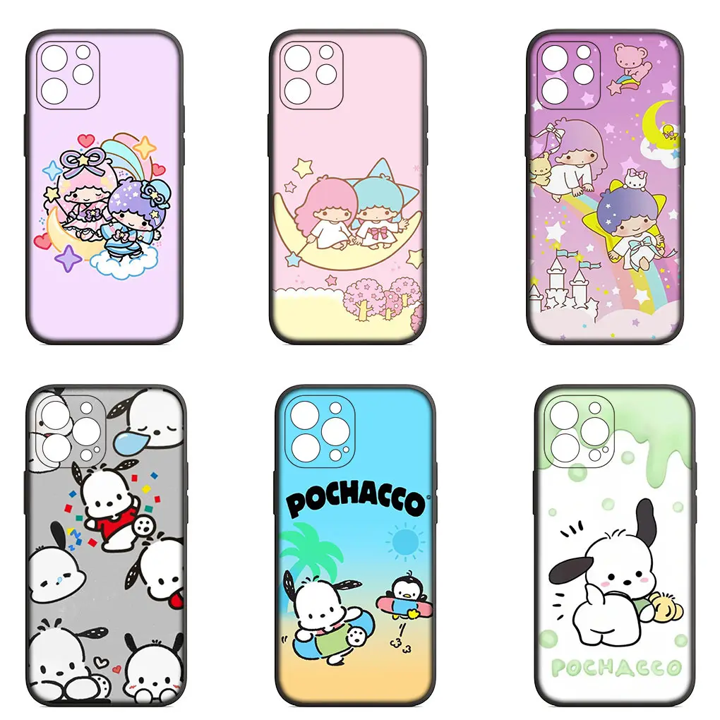 Чехол Pochacco Little Twin Star Cover для телефона Apple iPhone 15 14 Plus 13 12 Mini Pro Max XR + 13Pro 14+ 15+ Funda Soft Casing