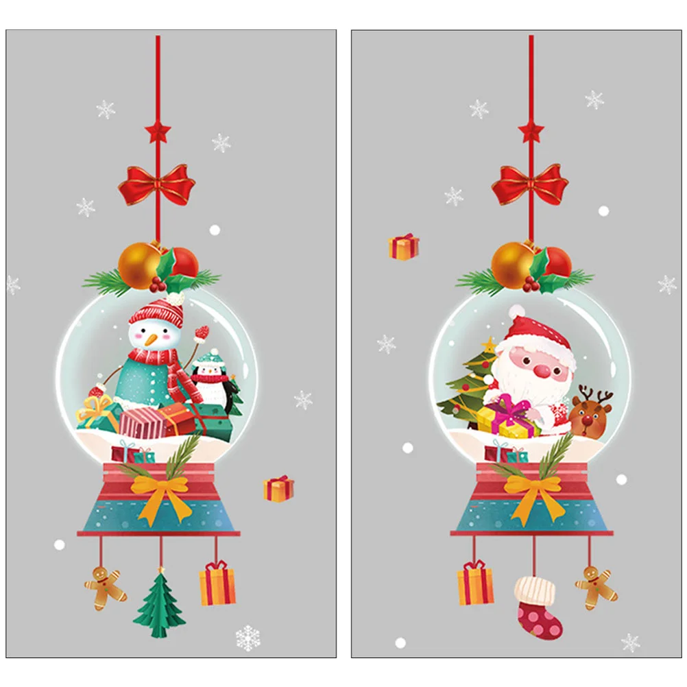 

Window Christmas Stickers Decals Clings Santa Decal Glass Wall Sticker Holiday Festival Merry Snowflake Party Claus Refrigerator