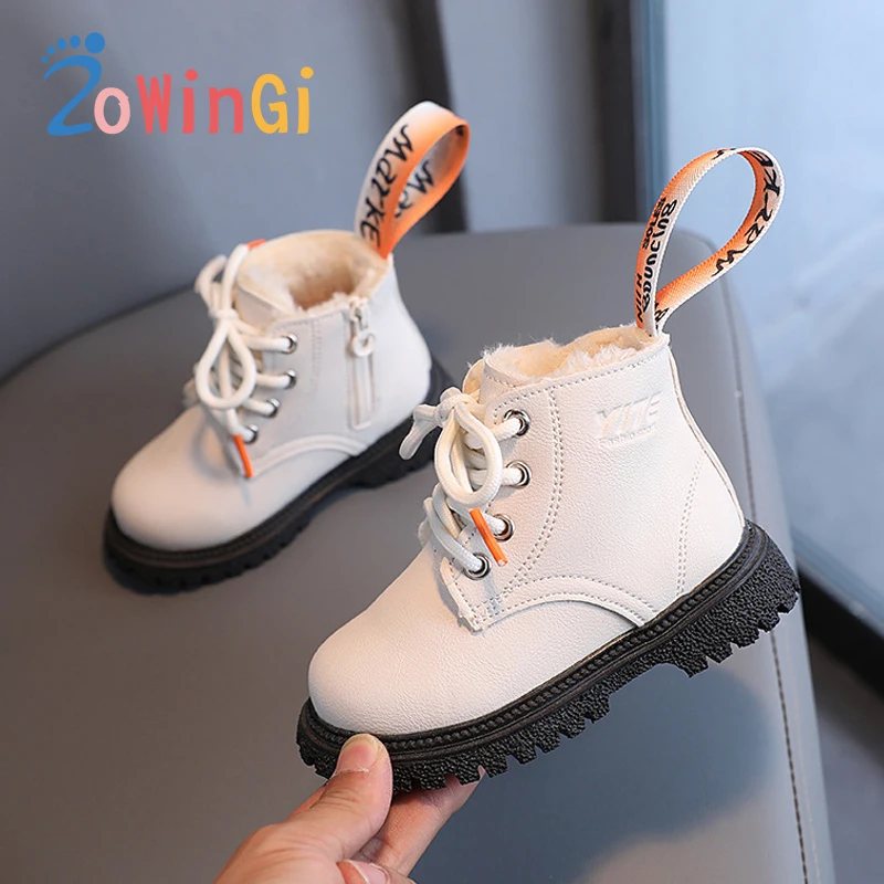 

Size21-30 Children British Martin Boots Warm Short Boots Kids Non-slip Shoes Baby Ankle Boots Side Zipper Sapato Infantil Menina