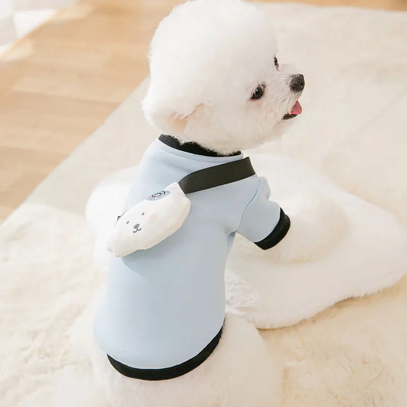 

Autumn and winter three-dimensional backpack small dog sweater medium and small dog two legged clothes cat spring pet clothes