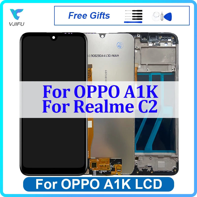ЖК-дисплей 6,1 дюйма для OPPO A1K CPH1923, ЖК-дисплей с сенсорным экраном для Realme C2 rmx1944, дигитайзер в сборе, замена, ремонт, 100% тестирование