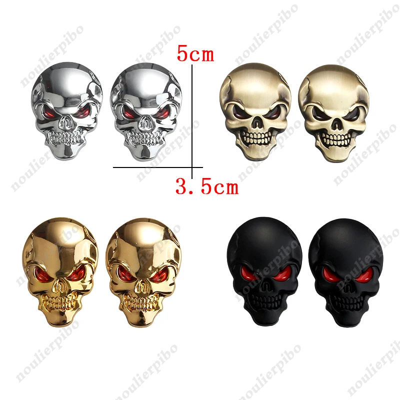 

3D Three-dimensional Metal Skull Head Alloy Material Sticker Suitable for Motorcycle Helmet Windows Mobile Phone Laptop