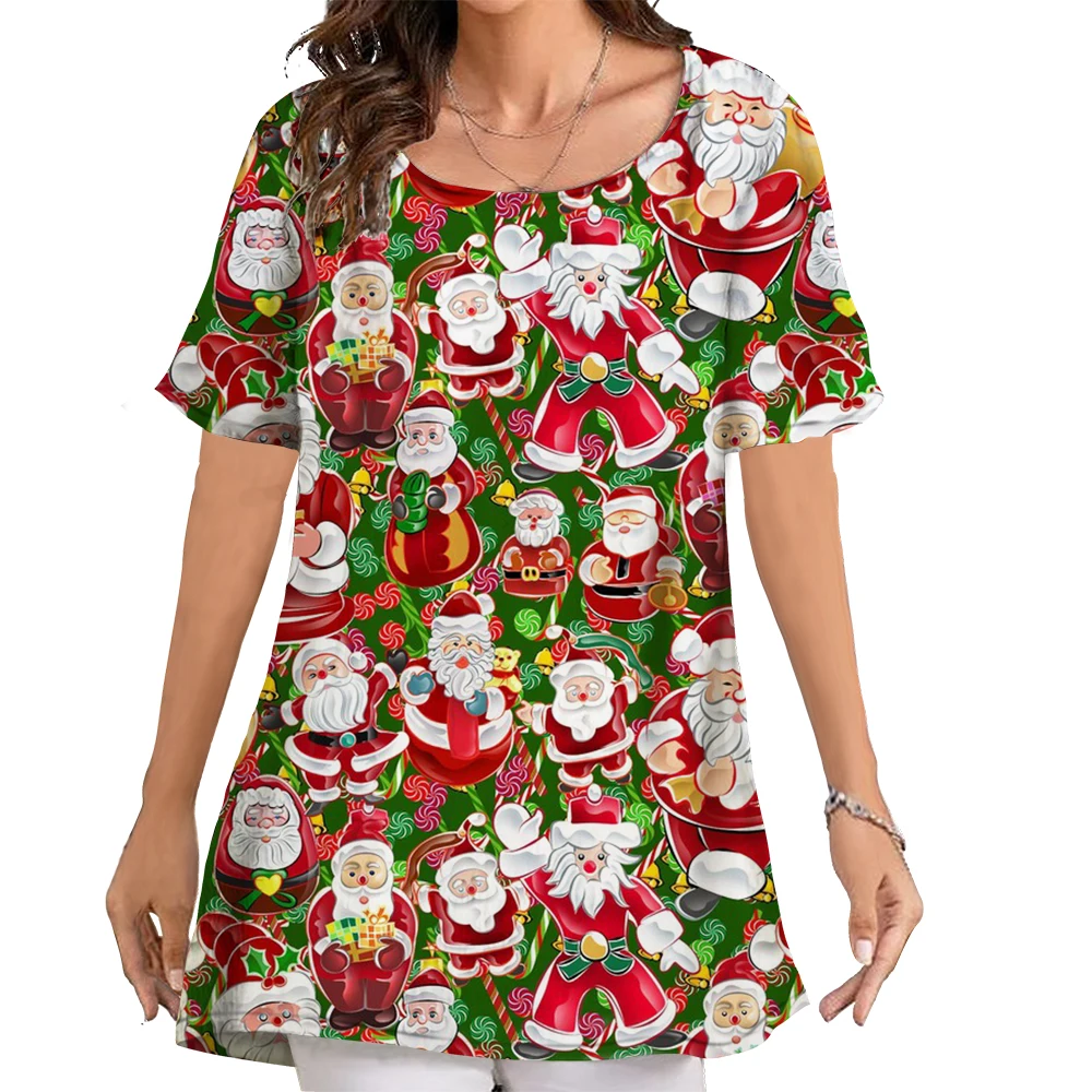 

CLOOCL New Fashion Christmas T-shirt Santa Claus Pattern 3D Printed Loose Casual Summer Oversized Tops Short Sleeve Shirts