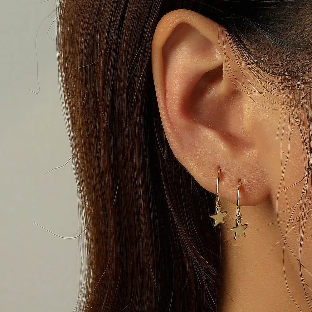 

Japanese Korean Cute Girls Ins Wind Five-pointed Star Earrings Fashion High-end Star Earrings Delicate Earrings Female