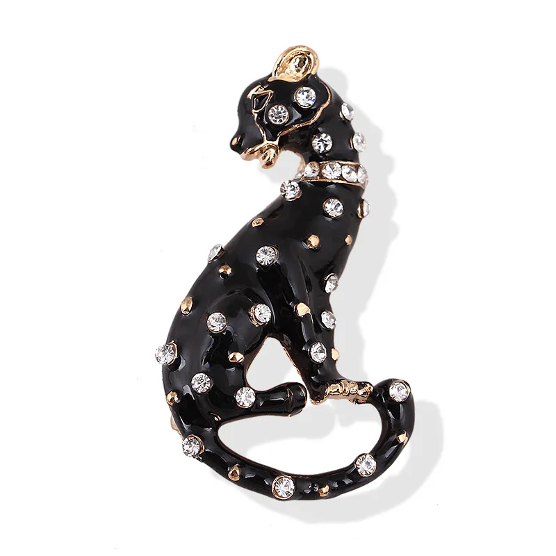 

TRENDY Black Rhinestone Leopard Brooch Pin For Women High Qulity Luxury Jewelry Lapel Pin Animal Party Causal Brooch Pin Gifts