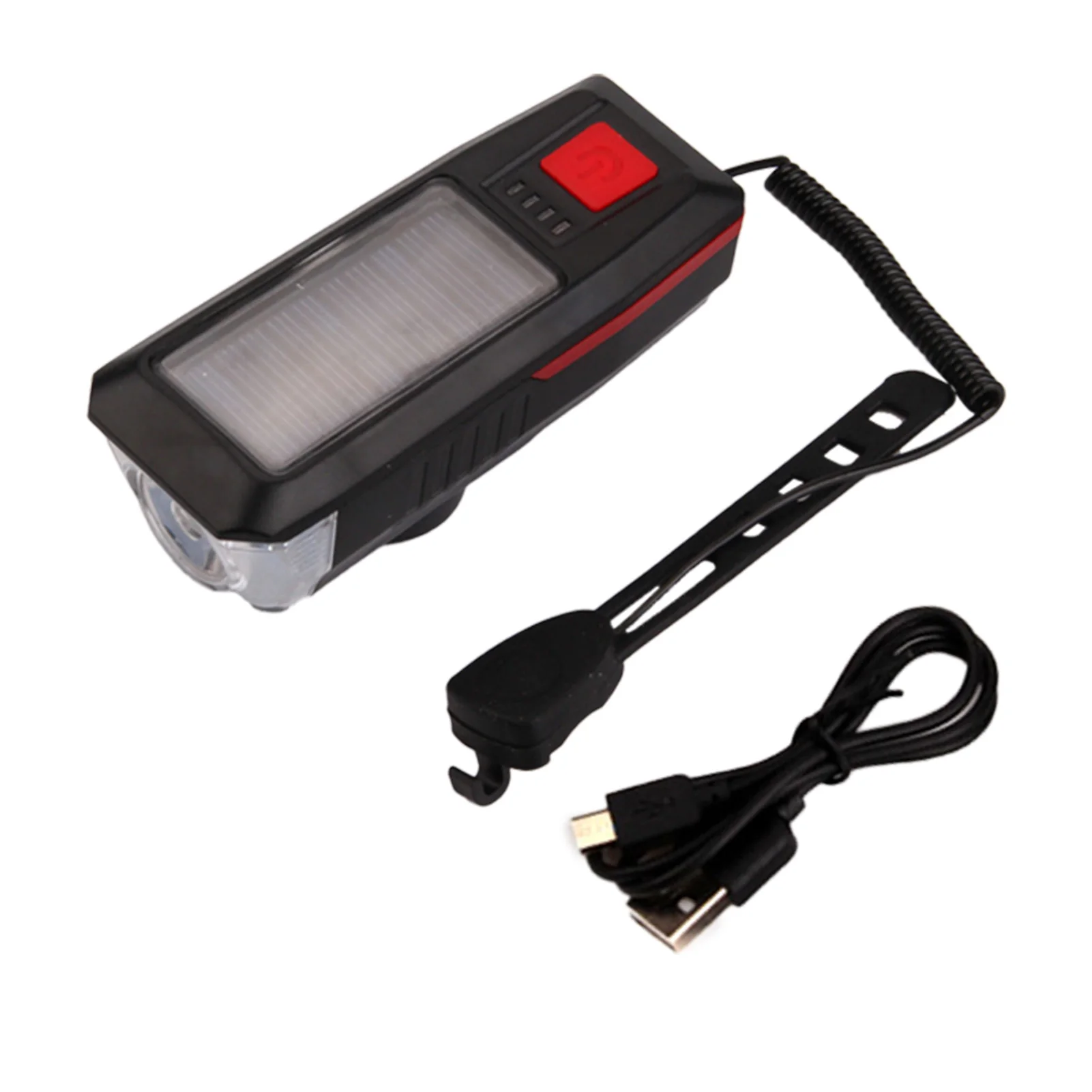 

Solar Bicycle Light With Horn USB Rechargeable 3 Mode Mountain Bike LED Headlight With 5 Mode Bell Waterproof 2000 MAh