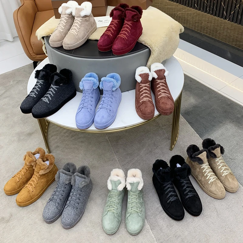 

Новинка Осень-зима 2022, женские высокие ботинки со шнуровкой и хлопком, повседневная обувь на толстой подошве с бархатным теплым мехом, ботинки для снега