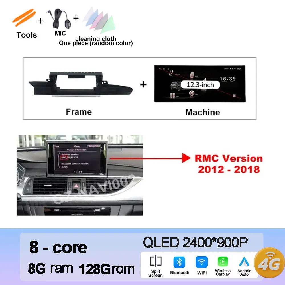 

12,3-дюймовый Android 15 для Audi A6 C7 A7 2012-2018 GPS Navi BT HD Экран Беспроводной Carplay Автомобильный Видео Мультимедийный Радиоплеер WiFi