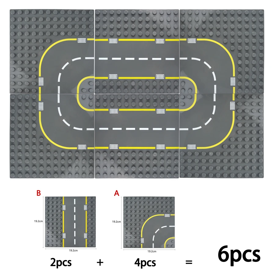 

Базовая пластина большого размера, городская дорога, прямая изогнутая уличная Т-образная сборка, большая Базовая пластина, набор строительных блоков, Фотоэлементы
