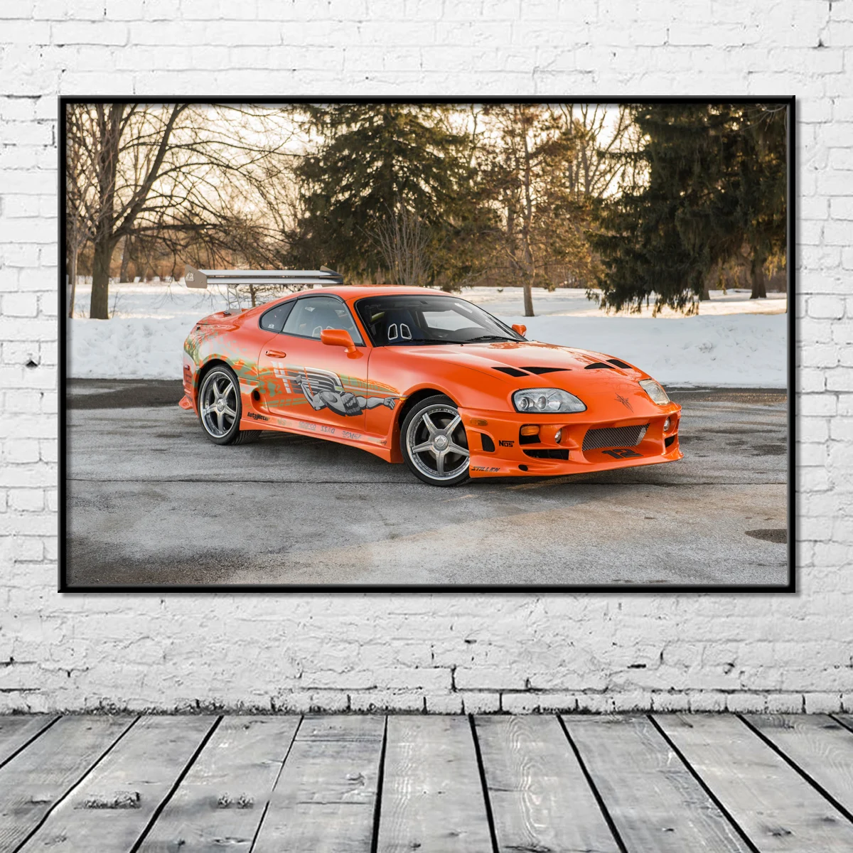 Плакаты и принты Supercar Toyota Supra Fast & Furious Drift Car 4K Картина на холсте современное