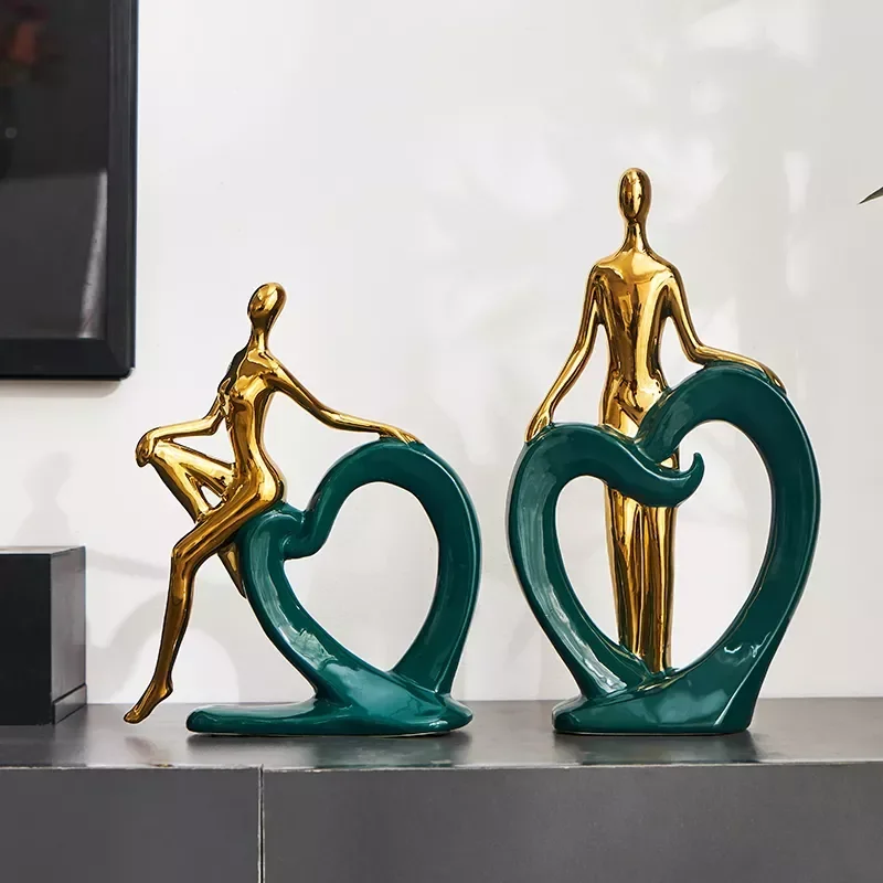 

Nordic Abstract Female Sculpture Ceramic Statue Luxury Home Decor Couple Statue Living Room Decoration Accessory Love Sculpture