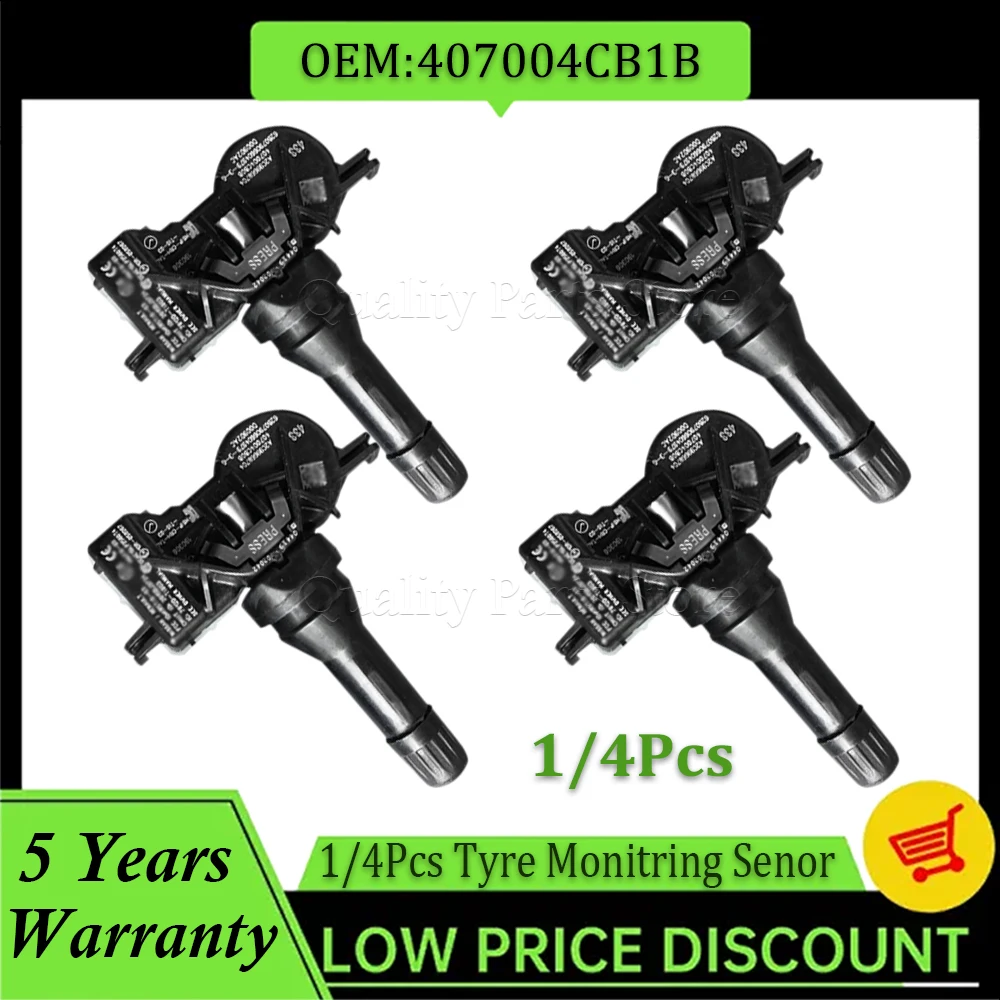 Фото Датчик давления в шинах 1/4 шт. для Alpine A110 Nissan NV200 X-Trail T32 Renault Espace V Megane TPMS 433 МГц 40700-4CB0A 40700-4CB0B №1
