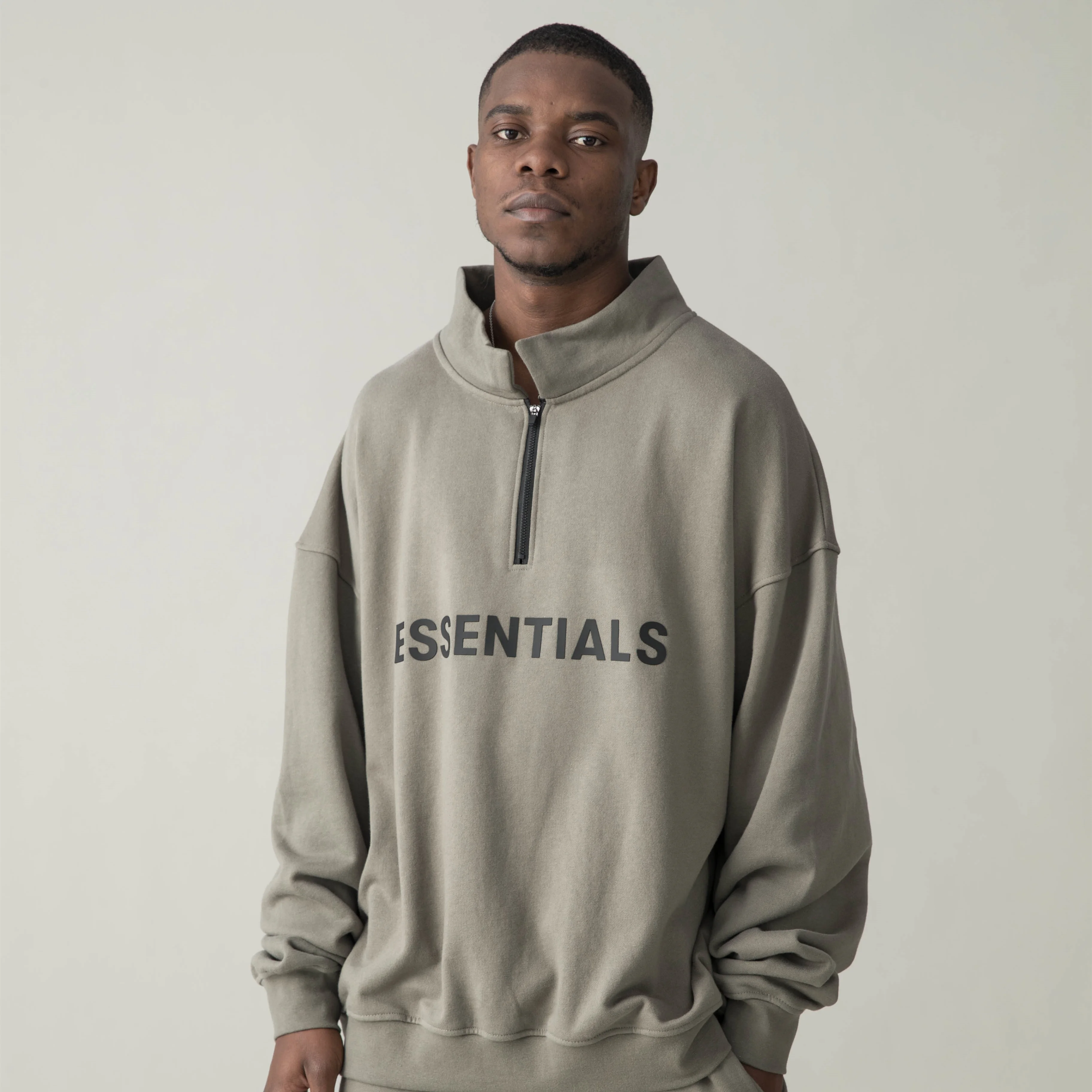 

High Street Essentials Men's New Half Zip Sweatshirt Rubber Letter Hoodie Streetwear Hip hop Loose Oversize Hoody Men Clothing