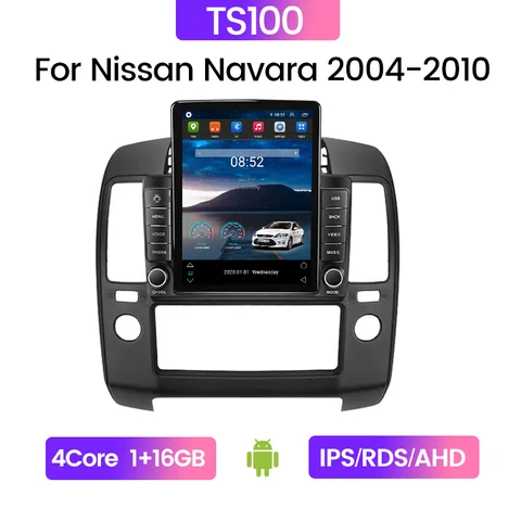Автомобильный радиоприемник 2 Din 8 + 128G Tesla Style Android 11, автомобильный мультимедийный плеер с GPS-навигацией, головное устройство для Nissan Navara D40 2004 - 2010