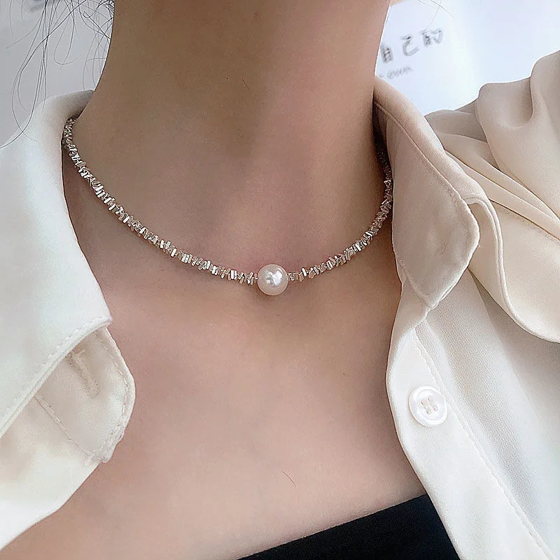 

Luxury Popular Silver Colour Sparkling Clavicle Chain Choker Necklace Collar For Women Fine Jewelry Wedding Party Birthday Gift