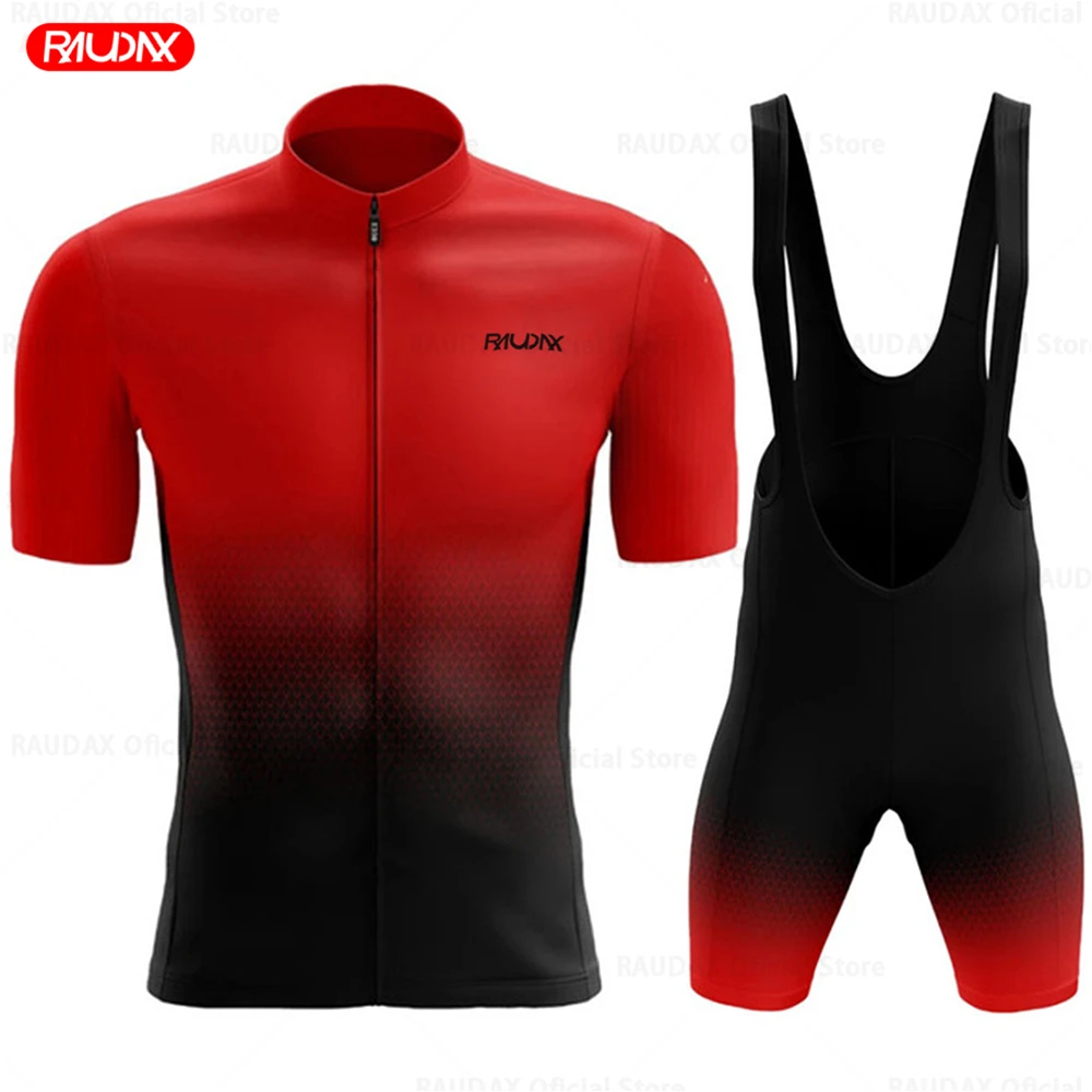 

RAUDAX 2022 NEW Short Sleeve Cycling Jersey Set Bib Shorts Ropa Ciclismo Bicycle Clothing MTB Bike Jersey Uniform Men Clothes