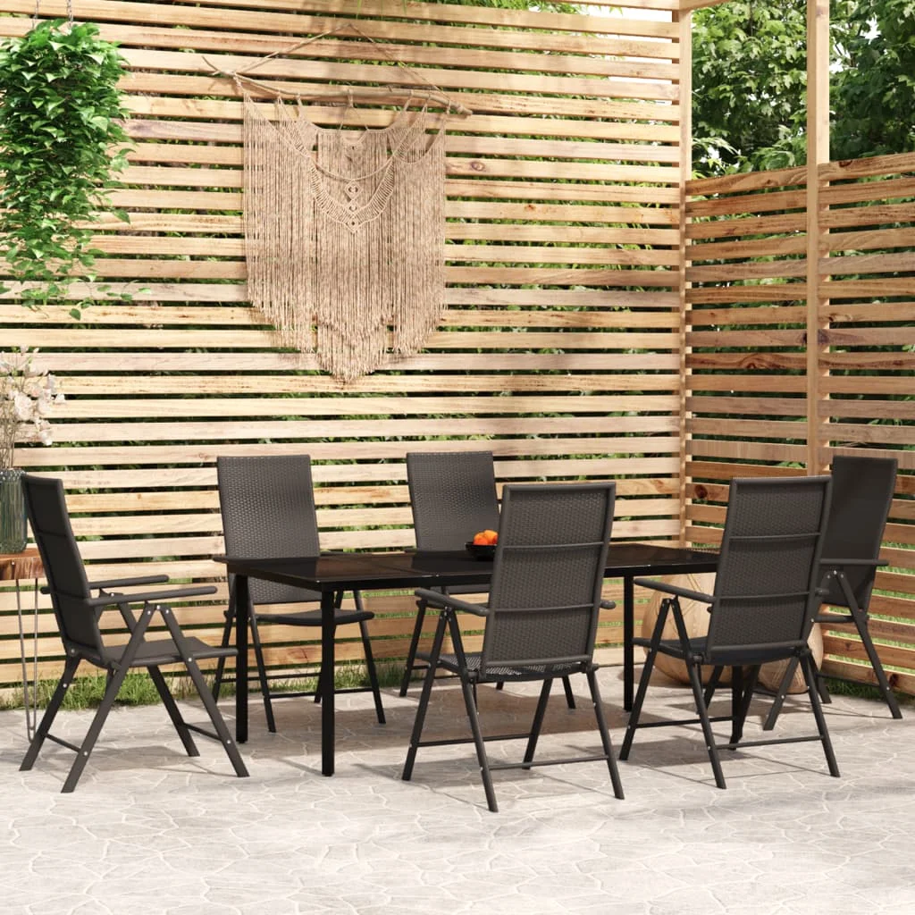 

7 Piece Garden Dining Set,Patio Table and Chair Set, Black