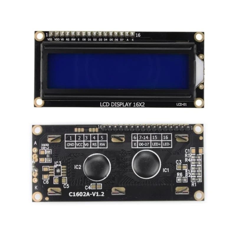 

LCD 1602 Display 16x2 Blue Screen 1602 Adapter Module with European Font Library