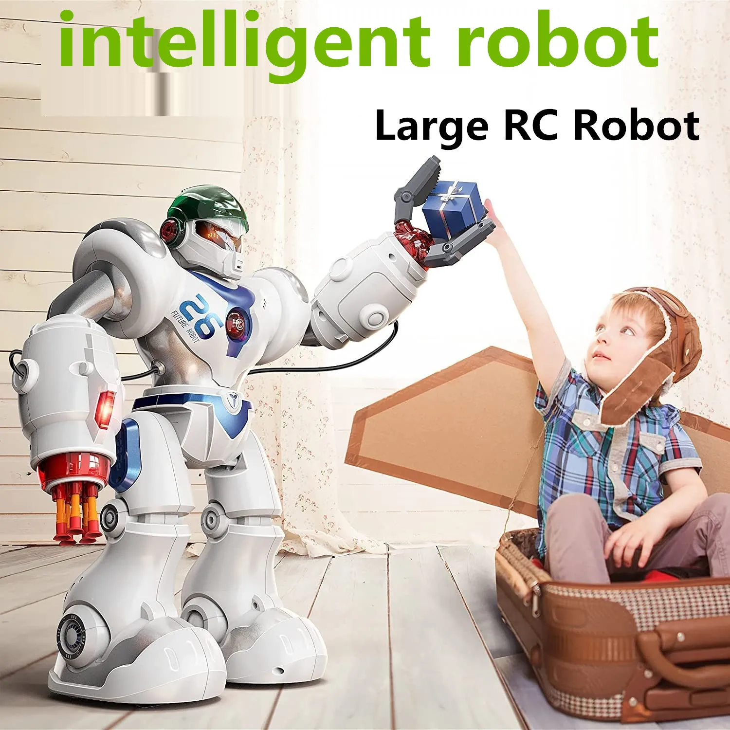 New RC Smart Robot 14inches RC Robot Kids Toy Intelligent Programming Electric Remote Control Robot Soft Darts Shooting