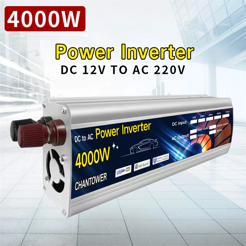

Inverter 12v To 220v Solar Inverter 1000W 2000W 3000W 4000W Auto Portable Voltage Transformer Power Converter Panel Car Inverter