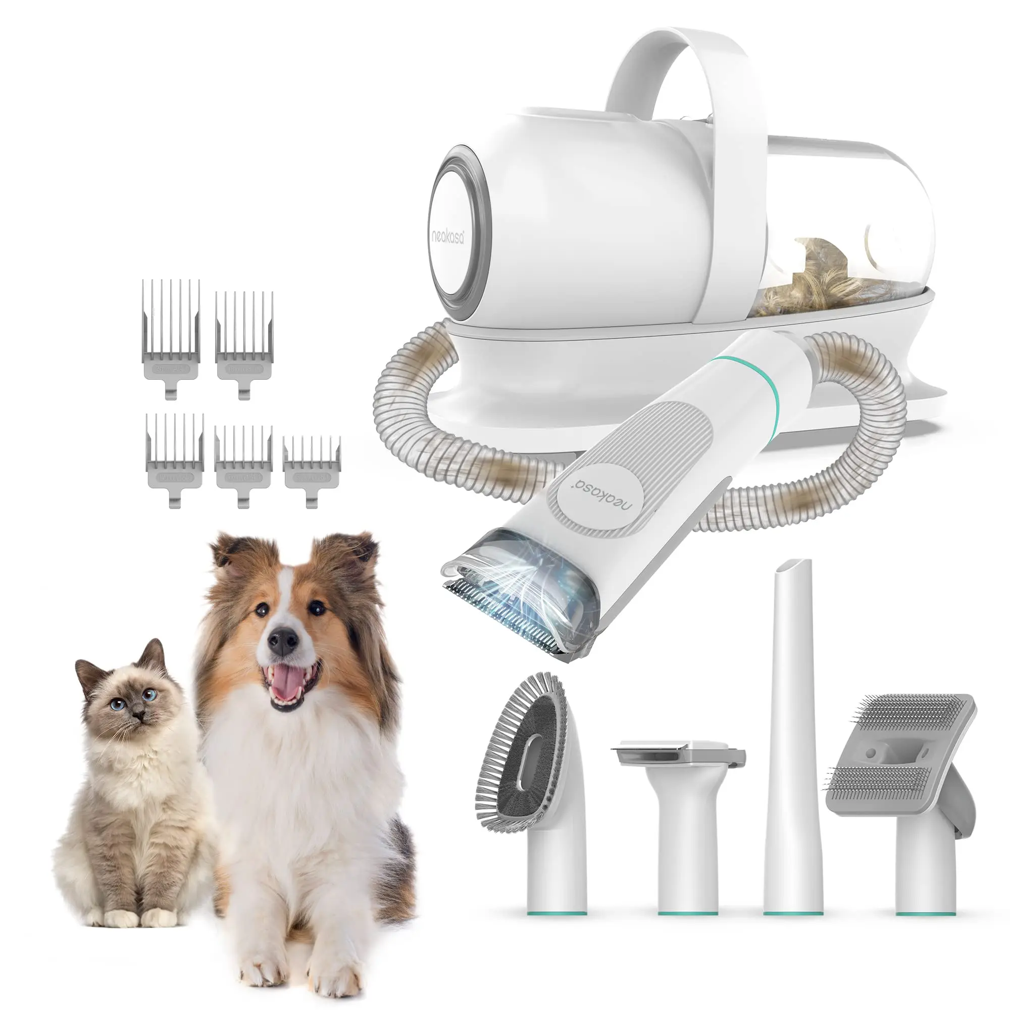 

Pet Grooming Kit & Vacuum Suction 99% Dog Hair Clippers Dog Brush with 5 Professional Grooming Tools for Dogs Cats Low Noise