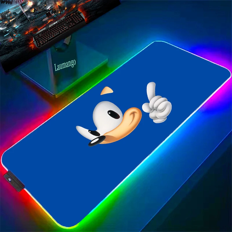

Large Mouse Pad Sonic Xxl Backlight Anime Accessories Gaming Mousepad Rgb Laptop Mat Big Gamer Keyboard Custom Backlit Deskpad