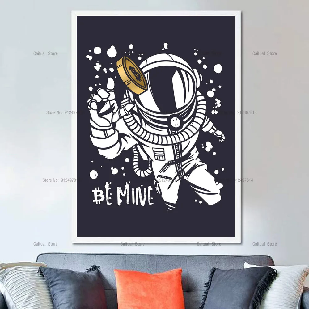 Биткоин белая бумага система пространство Keep Calm торговля Золотой холст живопись