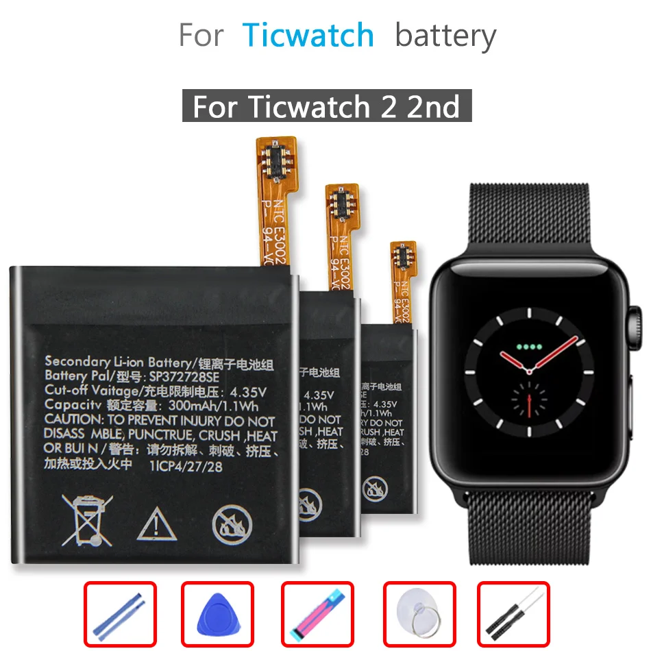 

SP372728SE 372726 300mAh Battery For Ticwatch 1 Ticwatch1 46mm for Ticwatch 2 2nd Ticwatch2 WE11056 Watch