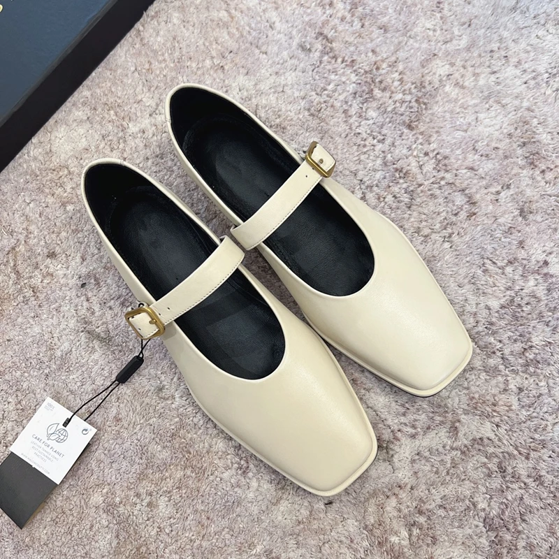 Jenny&Dave 2023 Spring New Fashion French Vintage Round Toe Garden Flats Genuine Leather Comfortable Mary Janes Shoes Women