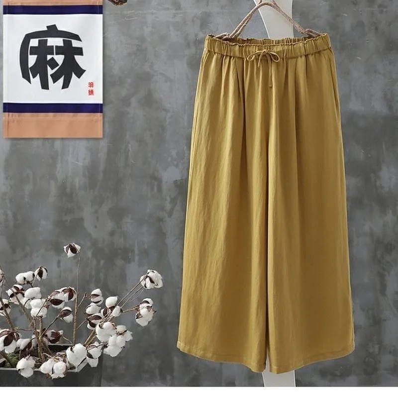 Oversize Pants Fashion Cotton and Linen Wide-leg Cropped Trousers Summer New Style Casual Loose Linen Straight Pants images - 6