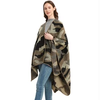 chenkio womens blanket shawls wraps winter open front poncho cape oversized cardigan sweater camouflage cape scarves and shawls