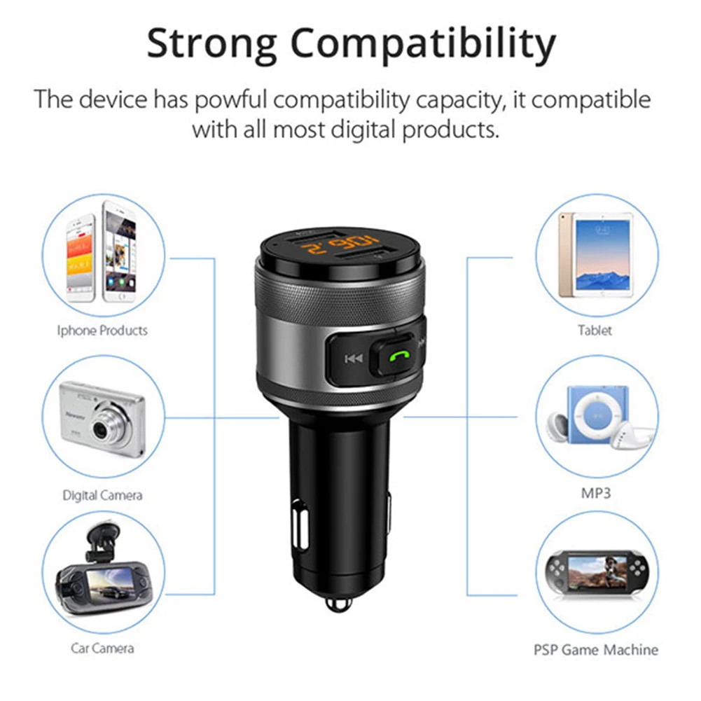 

Wireless Car Bluetooth FM Transmitter MP3 Radio Adapter USB Charger Car Electronics Accessories FM Transmitters