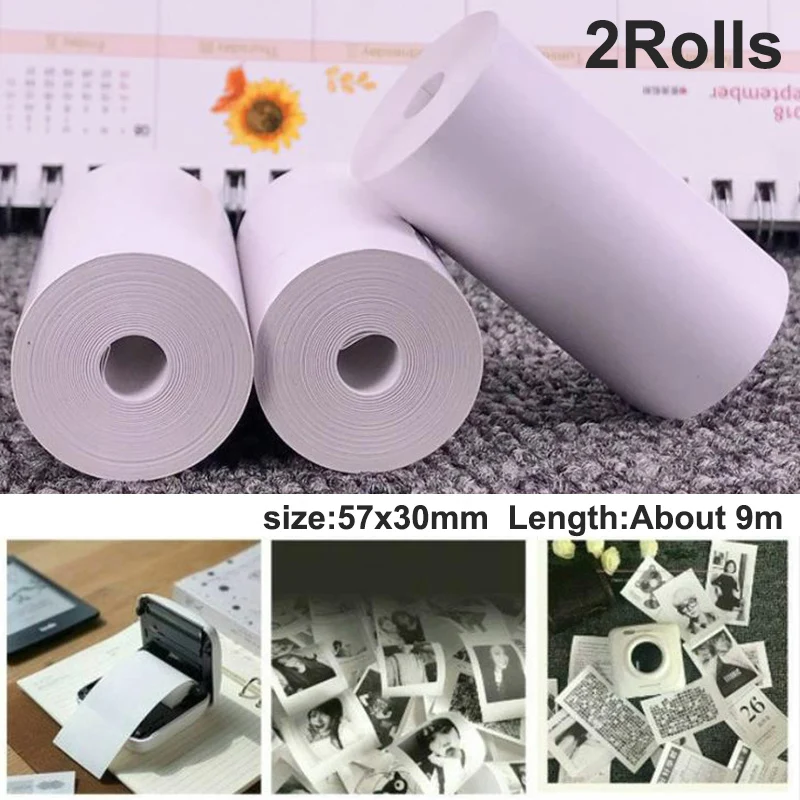 

2Rolls Thermal Paper Label Paper for Cash Registers Mini Thermal Printer 57*30mm