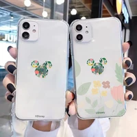 mickey mouse flower clear phone case for iphone 13 12 11 pro x xr xs max 6 6s 7 8 plus soft camera protection funda coque cover