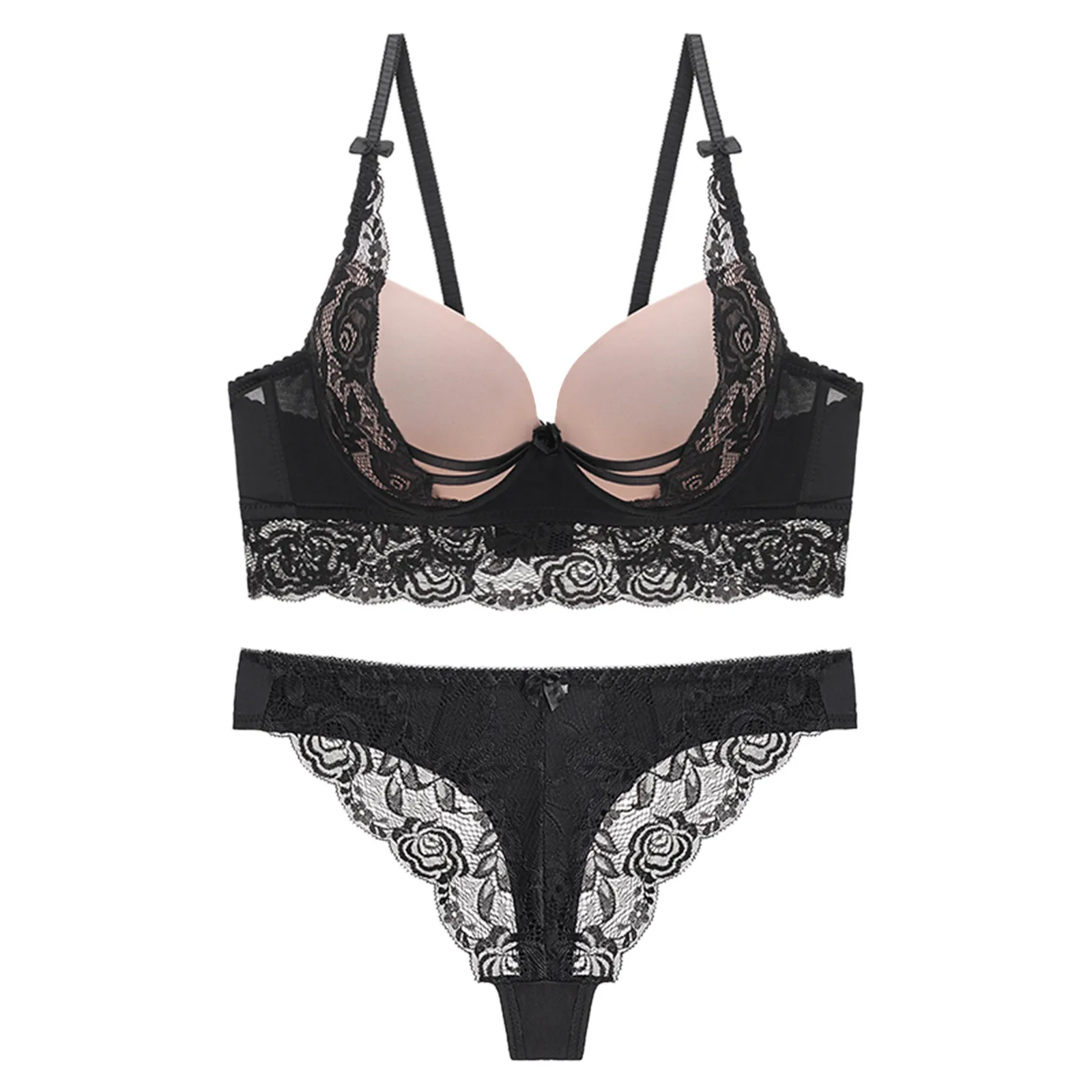 

Модный женский сексуальный кружевной бюстгальтер с вышивкой, бюстгальтеры, стальные кольца, бюстгальтер, трусики, комплект женского кружев...