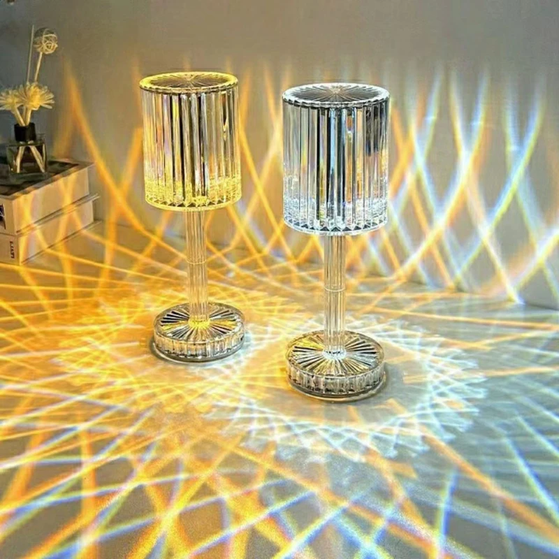 

Crystal Table Lamp Touch Remote Control Acrylic Night Lamp Rechargeable Bedside Lamp LED Night Light Room Lights Decoration
