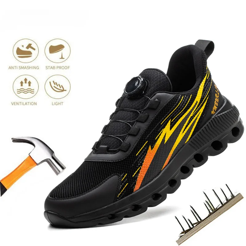 

High-quality Safety Shoes Men Steel Wire Rotary Buckle Work Sneakers Indestructible Shoes Anti-smash Anti-puncture Work Shoes